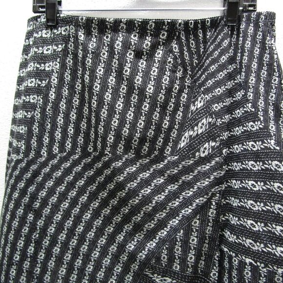NEW TORY BURCH Womens Printed Silk Mesh Skirt Black Warped Lace size 14 - Picture 10 of 11